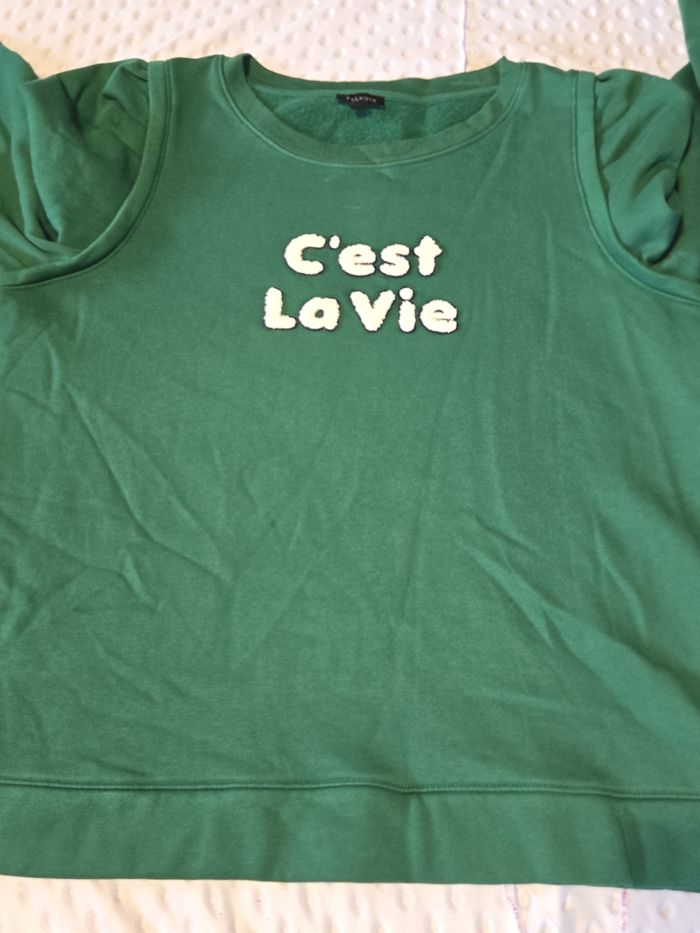 Talbots Green Embroidered C’La Vie Long Sleeve Sweatshirt Size M - Picture 1 of 5